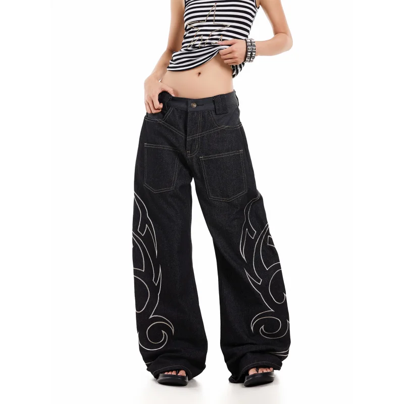 Мешковатые джинсы с вышивкой, женские уличные джинсы в стиле Харадзюку в стиле хип-хоп, черные свободные широкие джинсовые брюки
Мешковатые джинсы с вышивкой, женские уличные джинсы в стиле Харадзюку в стиле хип-хоп, черные свободные широкие джинсовые брюки
