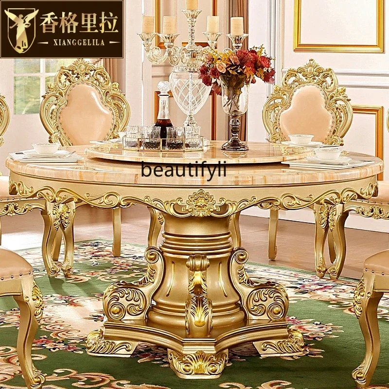 A55 European champagne gold marble round table all solid wood neoclassical solid wood American turntable dining table
A55 European champagne gold marble round table all solid wood neoclassical solid wood American turntable dining table