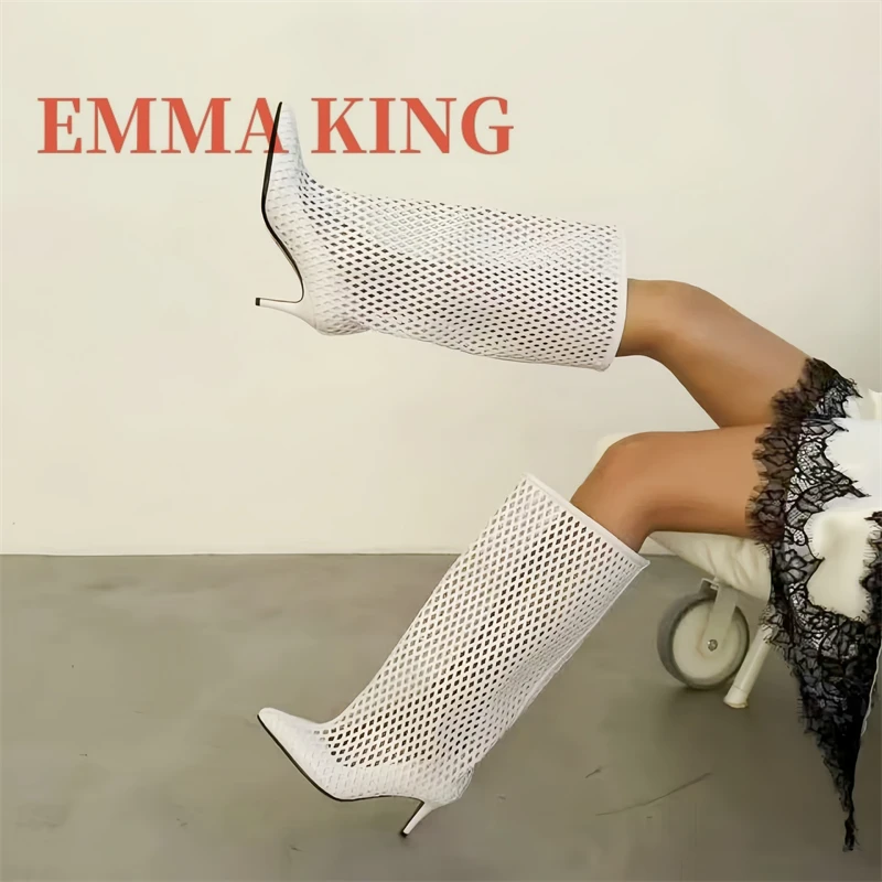 Women White Hollow Knee High Boots, Pointed Toe Stiletto Heel Booties, Fashion Trend Summer Breathable Dress Footwear,35-43
Women White Hollow Knee High Boots, Pointed Toe Stiletto Heel Booties, Fashion Trend Summer Breathable Dress Footwear,35-43