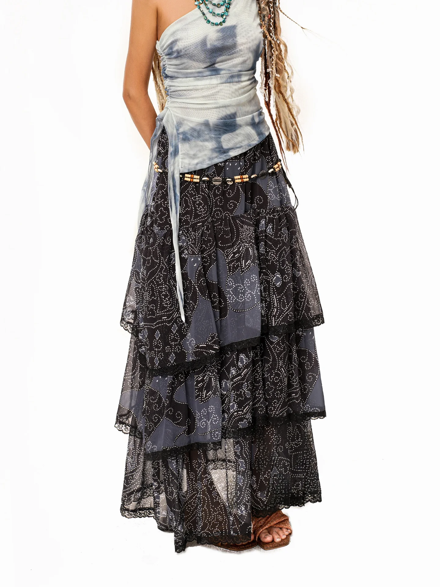 Arielink Vintage Lace Splicing Cake Style Half Skirt Women's Summer Retro Print Pleated Long Skirt Street Style Low Waist
Arielink Vintage Lace Splicing Cake Style Half Skirt Women's Summer Retro Print Pleated Long Skirt Street Style Low Waist