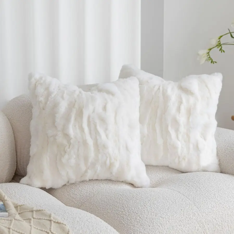 Наволочки из кроличьего меха, комплект из 2 штук, роскошные декоративные наволочки, мягкие пушистые наволочки с акцентами под мех животных, квадратные чехлы для подушек
Наволочки из кроличьего меха, комплект из 2 штук, роскошные декоративные наволочки, мягкие пушистые наволочки с акцентами под мех животных, квадратные чехлы для подушек