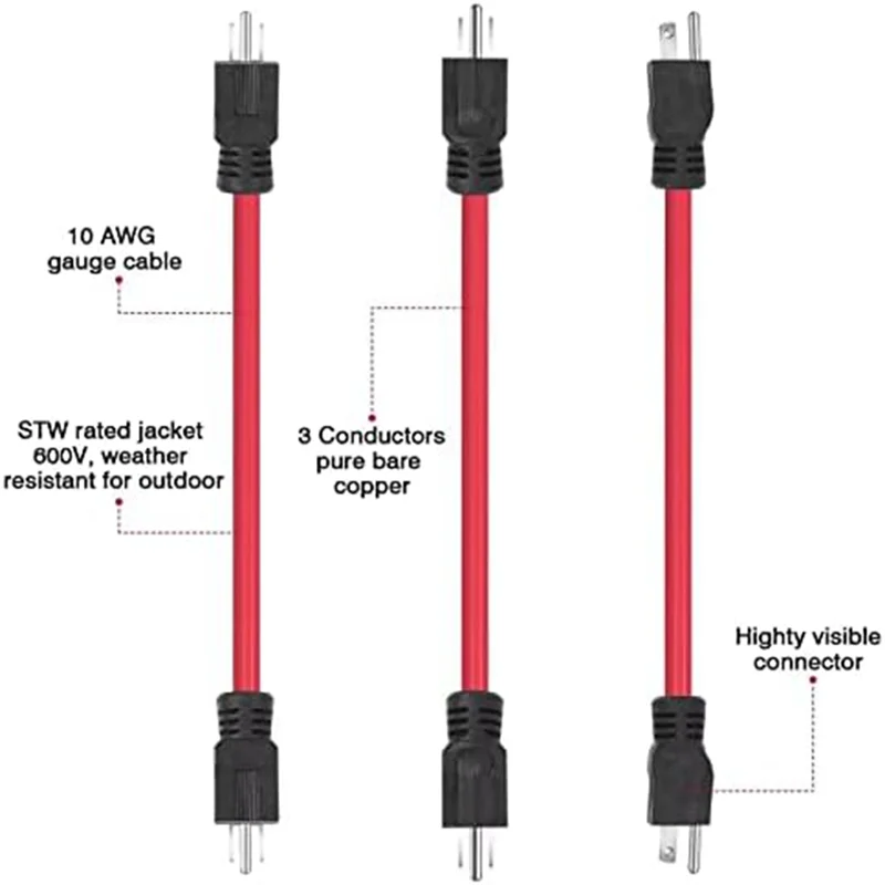 PA-3Prong Male to Male Extension Cord, Generator Adapter Cord NEMA 5-15P for Transfer Switch,12AWG 125V (2FT) US
PA-3Prong Male to Male Extension Cord, Generator Adapter Cord NEMA 5-15P for Transfer Switch,12AWG 125V (2FT) US