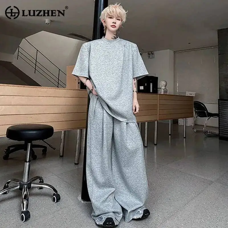 LUZHEN Pad Street New Two-piece Sets Shoulder Men's 2025 Original Solid Color Short Sleeve T-shirts Loose Wide Leg Pants JY7344
LUZHEN Pad Street New Two-piece Sets Shoulder Men's 2025 Original Solid Color Short Sleeve T-shirts Loose Wide Leg Pants JY7344