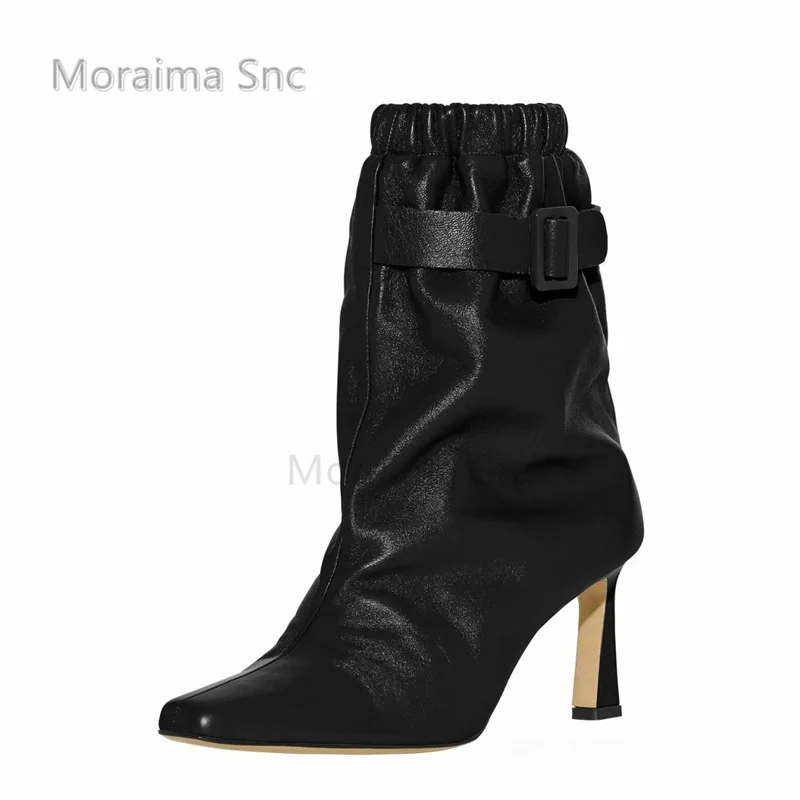 Square Toe Pleated Elastic Band Ankle Boots for Women Solid Color High Heels Short Boots Belt Buckle Pointed Toe Stiletto Shoes
Square Toe Pleated Elastic Band Ankle Boots for Women Solid Color High Heels Short Boots Belt Buckle Pointed Toe Stiletto Shoes
