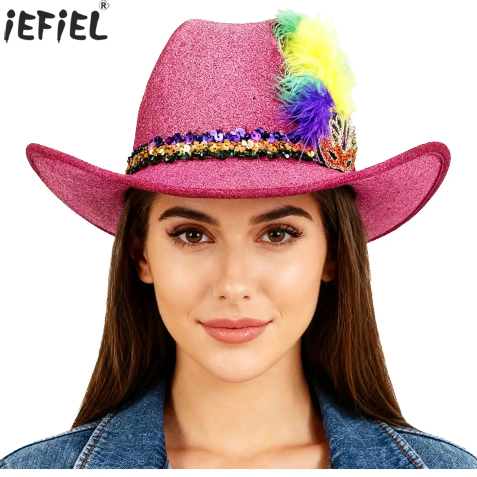 Western Cowboy Cosplay Hats Sequin Belt Feather Cowgirl Hats Wide Brim Fedoras Hat Caps for Adults Party Performance Dress Up
Western Cowboy Cosplay Hats Sequin Belt Feather Cowgirl Hats Wide Brim Fedoras Hat Caps for Adults Party Performance Dress Up