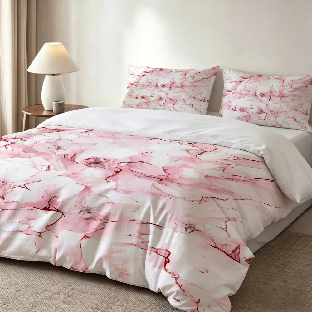High-Definition Digital Printed Bedding Set, Romantic Cherry Blossom Pink Marble Texture Large Floral Pattern Duvet Cover Set, Includes 1 Duvet Cover + 2 Pillowcases, Suitable for Bedroom, Guest Room, Home Decoration, Polyester Fiber Duvet Cover + Pillowc
High-Definition Digital Printed Bedding Set, Romantic Cherry Blossom Pink Marble Texture Large Floral Pattern Duvet Cover Set, Includes 1 Duvet Cover + 2 Pillowcases, Suitable for Bedroom, Guest Room, Home Decoration, Polyester Fiber Duvet Cover + Pillowc