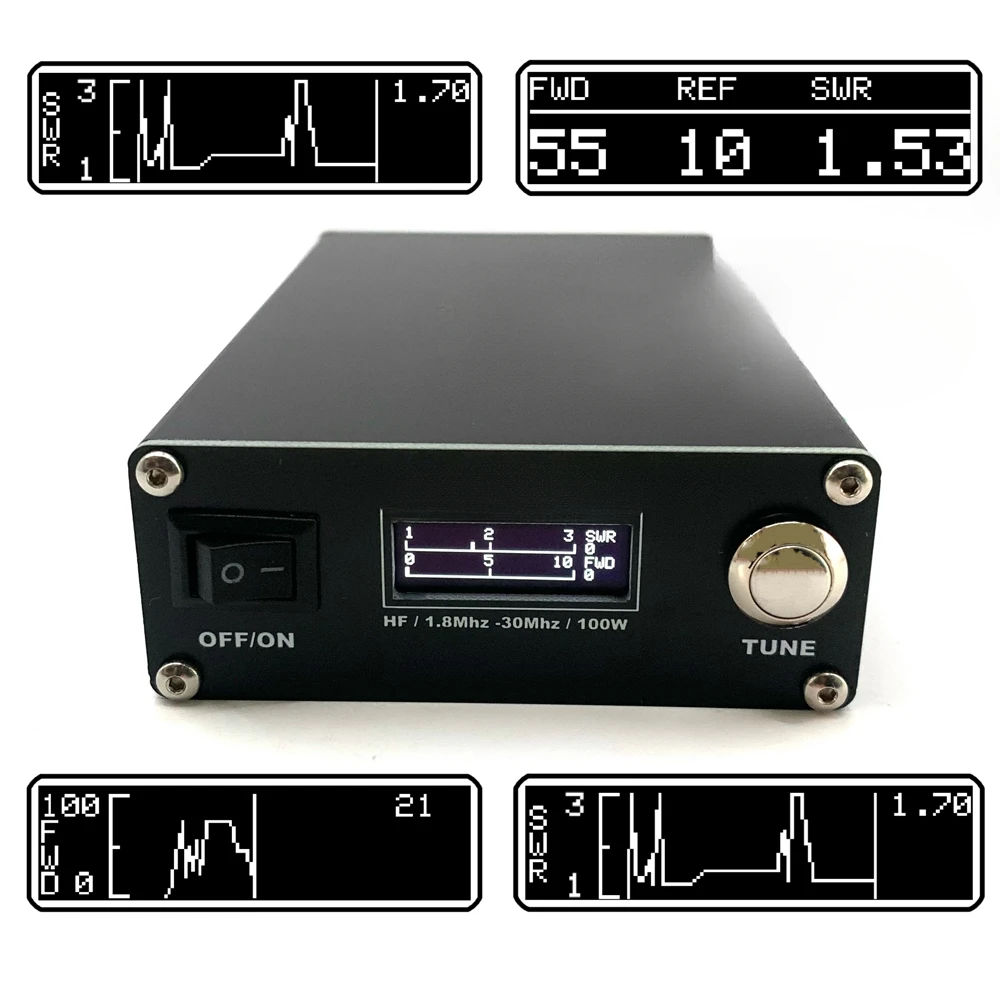 --for 1.8MHz-30MHz 100W Antenna Tuner Standing Waves Meter Power Meter For HF Radio For USDX G1M FT-818 817 IC-705
--for 1.8MHz-30MHz 100W Antenna Tuner Standing Waves Meter Power Meter For HF Radio For USDX G1M FT-818 817 IC-705