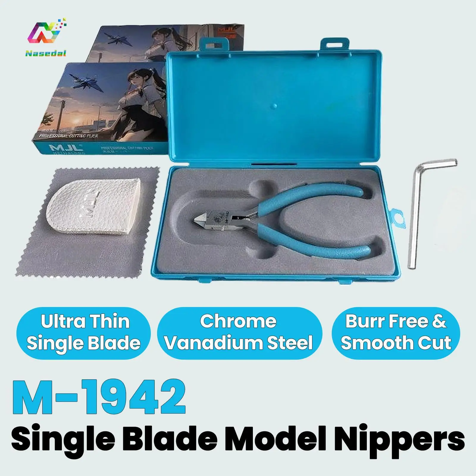 MJL M-1942 Single Blade Nipper Precision Sprue Cutter Pliers Chrome Vanadium Steel for Gundam Models Hobby Tool With Storage Box
MJL M-1942 Single Blade Nipper Precision Sprue Cutter Pliers Chrome Vanadium Steel for Gundam Models Hobby Tool With Storage Box