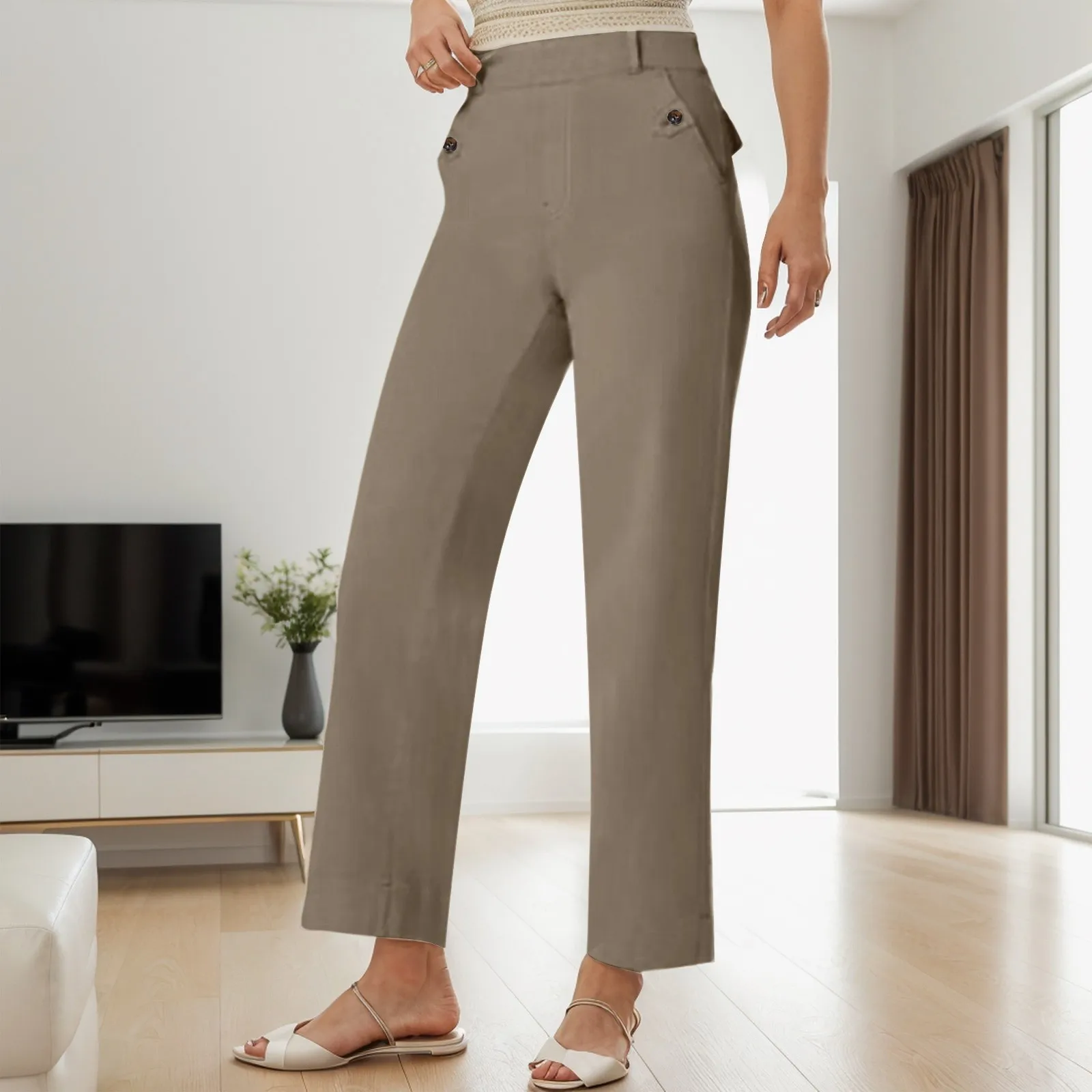 Wide Leg Pants Solid Color Trousers Cotton Women Button High Waist Long Buttons Linen Trousers
Wide Leg Pants Solid Color Trousers Cotton Women Button High Waist Long Buttons Linen Trousers