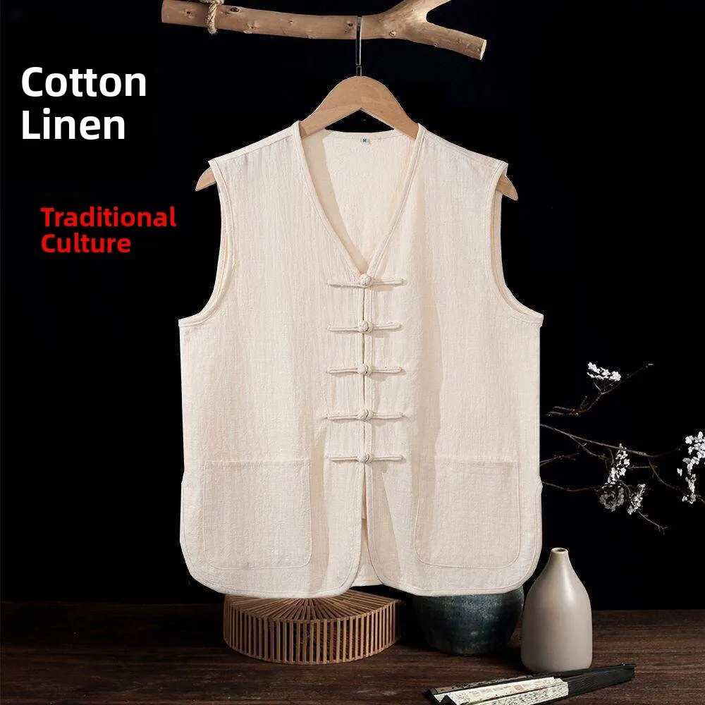Summer New Chinese Style Cotton Linen Vest Men's Sleeveless Top Old Man Shirt Tang Costume Short Sleeve Thickened Citywalk
Summer New Chinese Style Cotton Linen Vest Men's Sleeveless Top Old Man Shirt Tang Costume Short Sleeve Thickened Citywalk