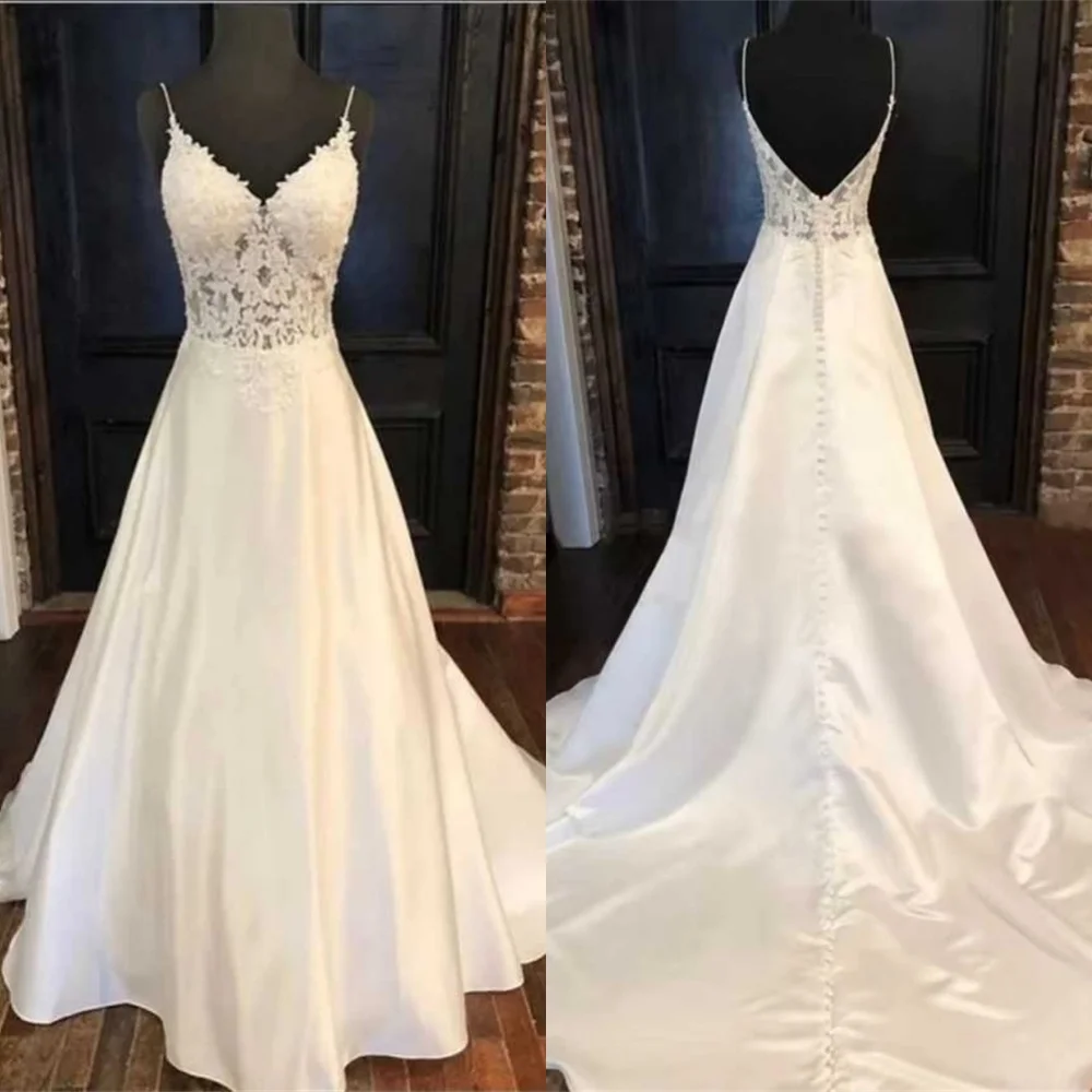 Customized Exquisite White Satin Evening Dress Delicate V-Neck Spaghetti Straps Cocktail Dress Modern Backless Party Dress
Customized Exquisite White Satin Evening Dress Delicate V-Neck Spaghetti Straps Cocktail Dress Modern Backless Party Dress