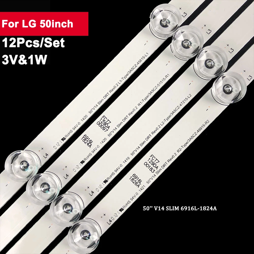 3V Tv Backlight Led Strip For LIG 50inch 50'' V14 SLIM 6916L-1824A 12Pcs/Set Tv Repair Spare Parts TX-50AS740 TX-50AS650
3V Tv Backlight Led Strip For LIG 50inch 50'' V14 SLIM 6916L-1824A 12Pcs/Set Tv Repair Spare Parts TX-50AS740 TX-50AS650