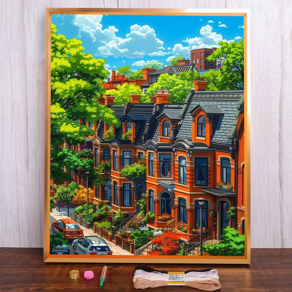 Landscape City House Printed Cross-Stitch DIY Embroidery Complete Kit Handiwork Knitting Hobby Craft Design Wholesale Needle
Landscape City House Printed Cross-Stitch DIY Embroidery Complete Kit Handiwork Knitting Hobby Craft Design Wholesale Needle