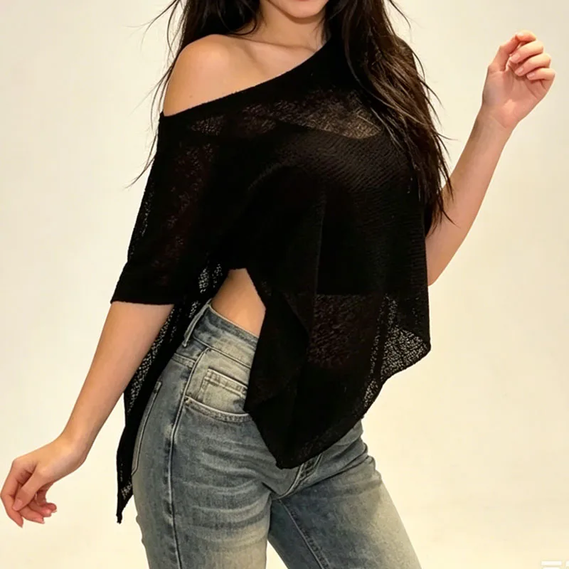 Loose Women Covers Up Fashion Thin See Through Holiday Beach Irregular Shawl Tops Sunscreen Shirt Off Shoulder Casual Streetwear
Loose Women Covers Up Fashion Thin See Through Holiday Beach Irregular Shawl Tops Sunscreen Shirt Off Shoulder Casual Streetwear