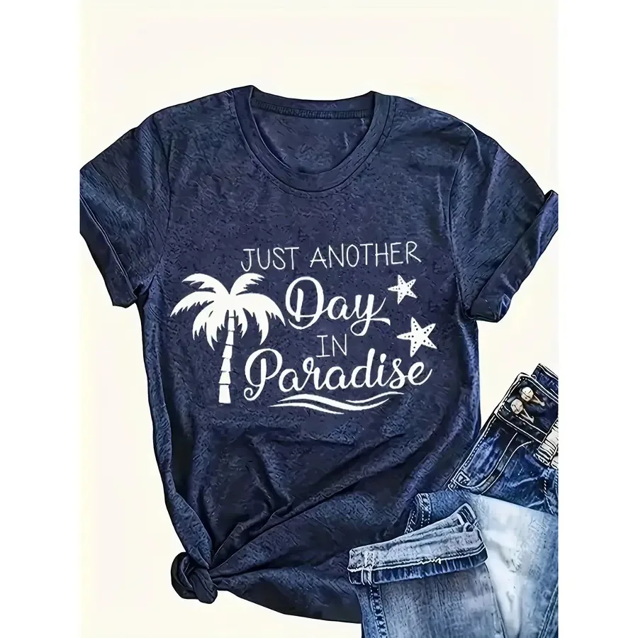 【New style】Women'S Tropical Paradise Pattern T-Shirt - Bright Red Background Featuring a White Palm Tree Pattern And The Words
【New style】Women'S Tropical Paradise Pattern T-Shirt - Bright Red Background Featuring a White Palm Tree Pattern And The Words