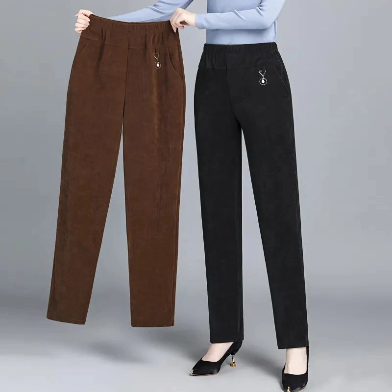 Middle Aged Women Corduroy Pants Autumn Winter Elastic High Waist Large Size Straight Pants Loose Thick Mother Corduroy Trousers
Middle Aged Women Corduroy Pants Autumn Winter Elastic High Waist Large Size Straight Pants Loose Thick Mother Corduroy Trousers