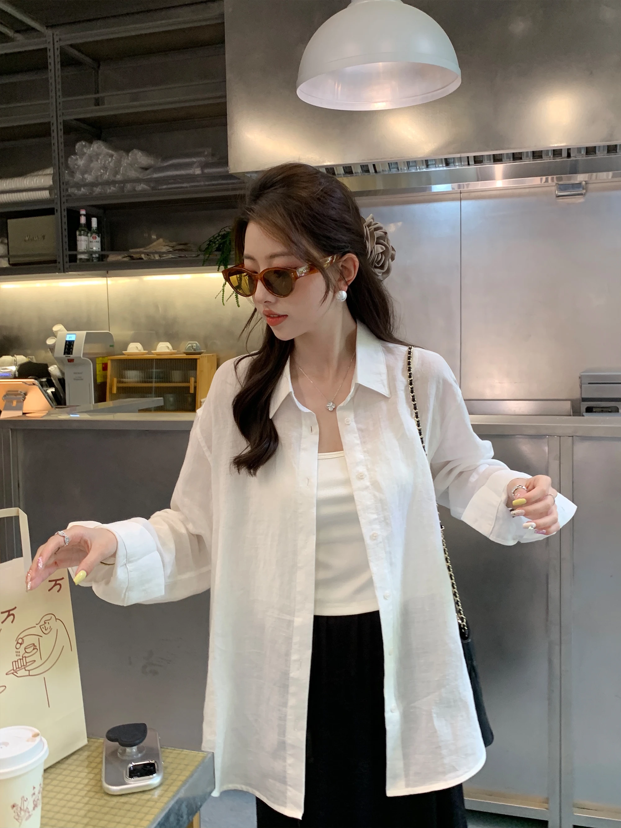 A Lightweight Lazy 00% Linen Sun Protection irt Women Summer Loose Chiffon White Linen Long Sve Blouse Korean Sle C...
A Lightweight Lazy 00% Linen Sun Protection irt Women Summer Loose Chiffon White Linen Long Sve Blouse Korean Sle C...