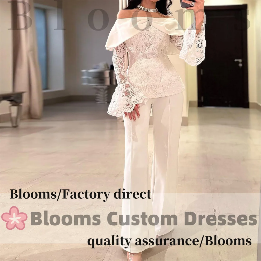 Blooms Customized Off White Pantsuit Evening Dress Lace Long Sleeves Ruched Buttons Formal Occasion Elegant Party Dress For Prom
Blooms Customized Off White Pantsuit Evening Dress Lace Long Sleeves Ruched Buttons Formal Occasion Elegant Party Dress For Prom
