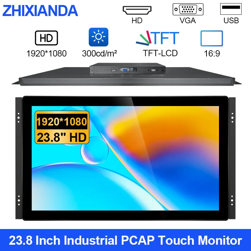 23.8 Inch Widescreen Surface Waterproof Flat Ture Industrial PCAP Touch Screen Monitor 1920*1080 With VGA HDMI USB Interface
23.8 Inch Widescreen Surface Waterproof Flat Ture Industrial PCAP Touch Screen Monitor 1920*1080 With VGA HDMI USB Interface