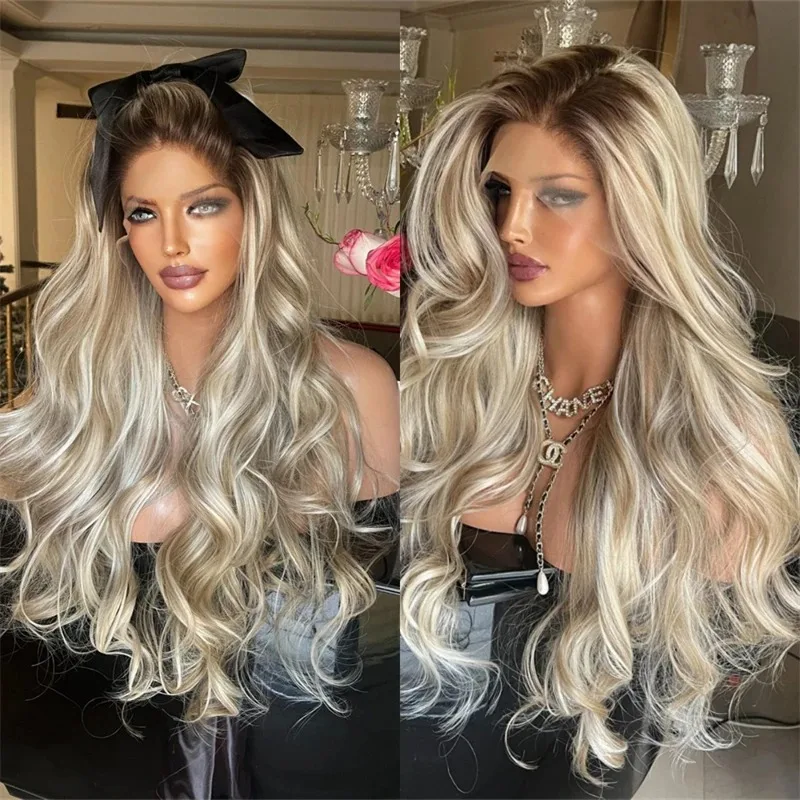 Highlight Ombre Blonde Long Body Wave Lace Front Wig 13x4 HD Lace Wig Synthetic High Quality Pre Plucked Daily Cosplay For Wemon
Highlight Ombre Blonde Long Body Wave Lace Front Wig 13x4 HD Lace Wig Synthetic High Quality Pre Plucked Daily Cosplay For Wemon