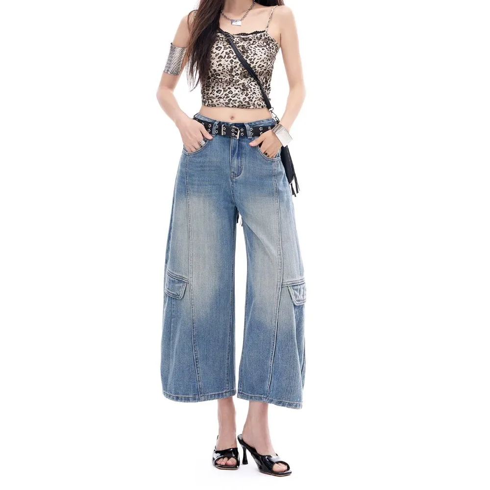 Retro Fashion Versatile Blue Nine-point Wide-leg Jeans Women's 2026 Summer New Tooling Loose and Thin Washed Trousers Trend
Retro Fashion Versatile Blue Nine-point Wide-leg Jeans Women's 2026 Summer New Tooling Loose and Thin Washed Trousers Trend