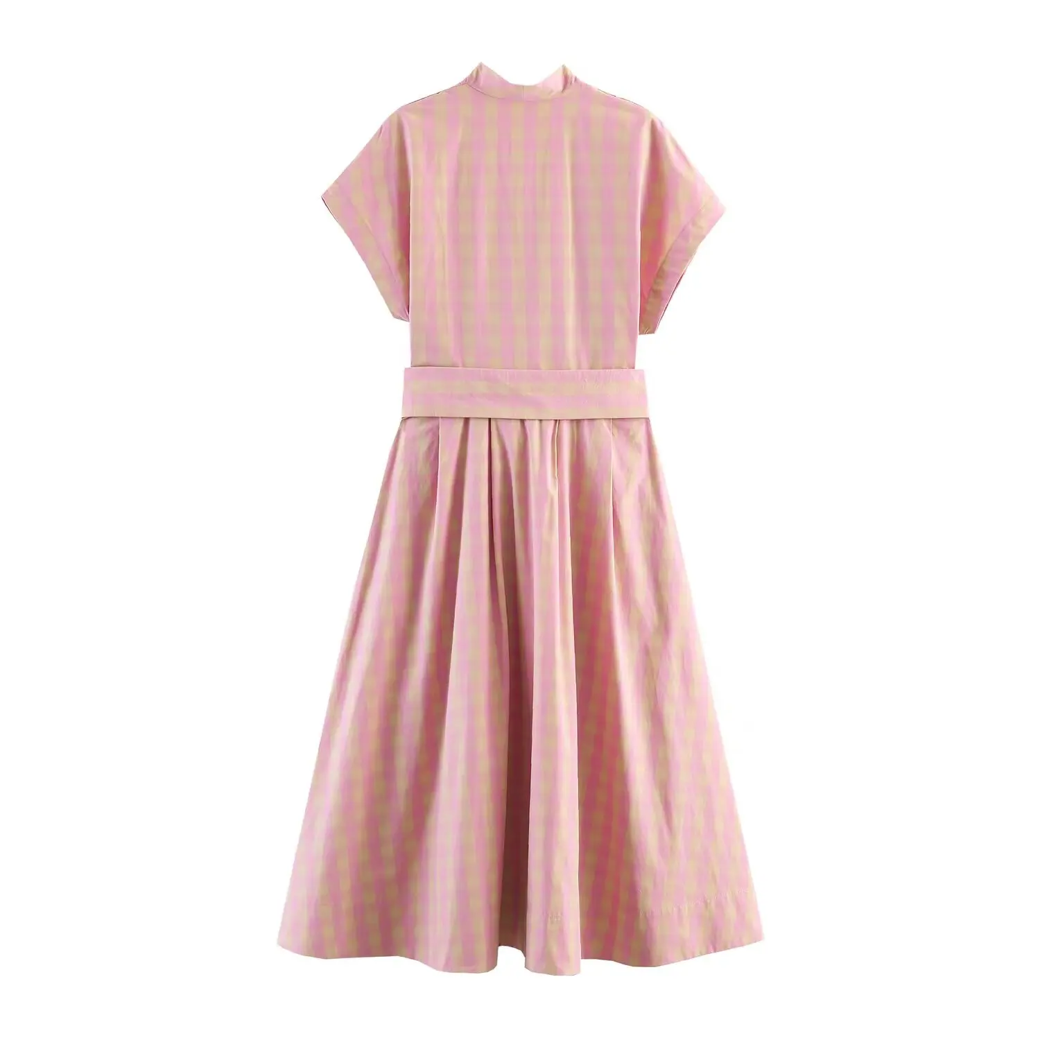 TFMLN New Summer Women's Midi Dress Chic Plaid Fashionable V-neck Commuter Clothes With Belt Elegant Office Lady Dresses 23 S874a41488914454da0bc2b51248fe29b4