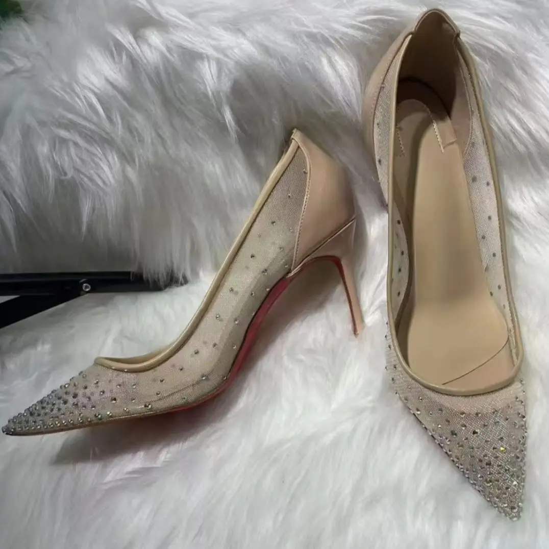 Women's Mesh Pointed Toe Single Shoes Low-Cut Slip-On High Heels 2026 Soft Red Sole Fairy Style Rhinestones Pumps Office Lady
Women's Mesh Pointed Toe Single Shoes Low-Cut Slip-On High Heels 2026 Soft Red Sole Fairy Style Rhinestones Pumps Office Lady