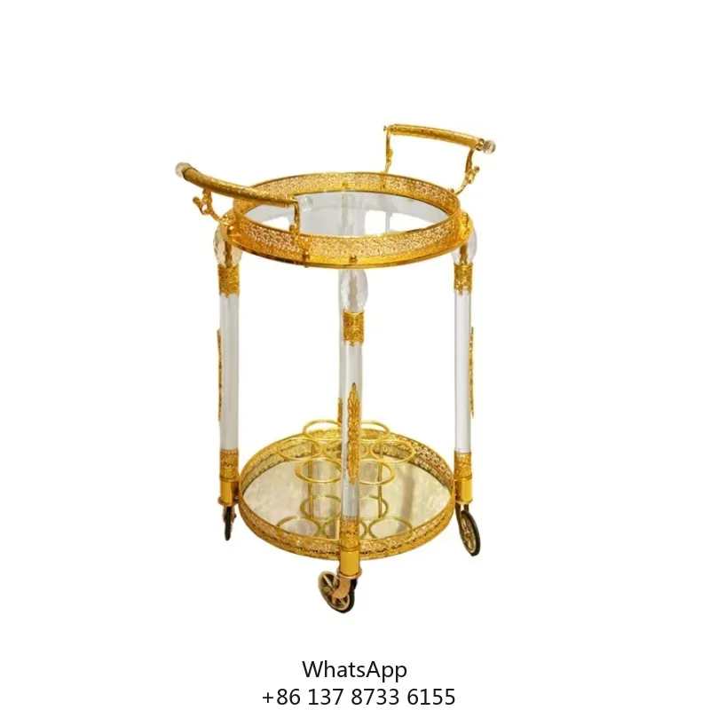 High Quality Luxury Round Gold Bar Cart Trolley 720*910mm Modern Design Style For Dining Living Room Hotel Kitchen Home Bar
High Quality Luxury Round Gold Bar Cart Trolley 720*910mm Modern Design Style For Dining Living Room Hotel Kitchen Home Bar