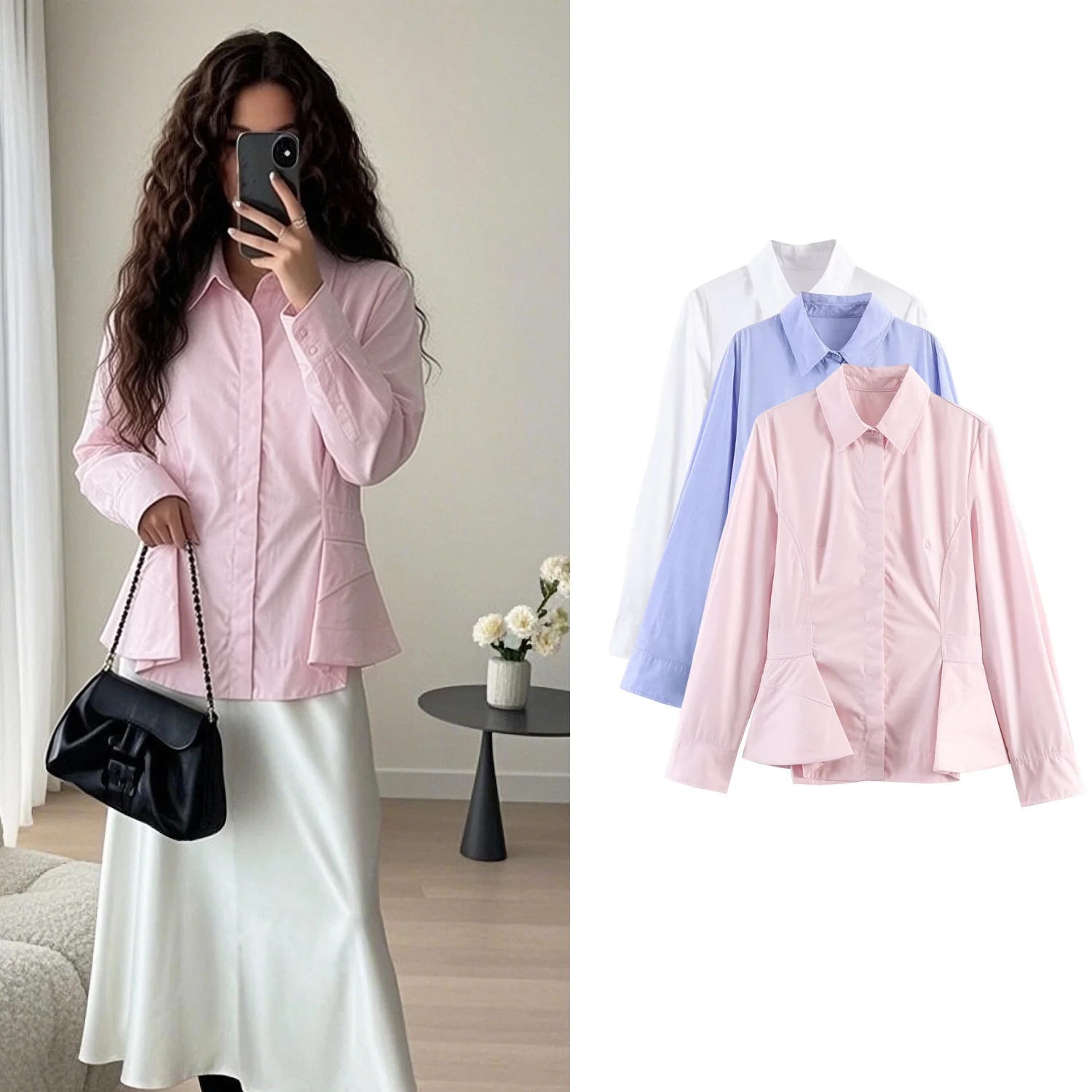 Women Fashionable Short Skirt Style Shirts New Spring Summer Female Slim Fit Single Breasted Long Sleeved Shirts Lady Chic Tops
Women Fashionable Short Skirt Style Shirts New Spring Summer Female Slim Fit Single Breasted Long Sleeved Shirts Lady Chic Tops