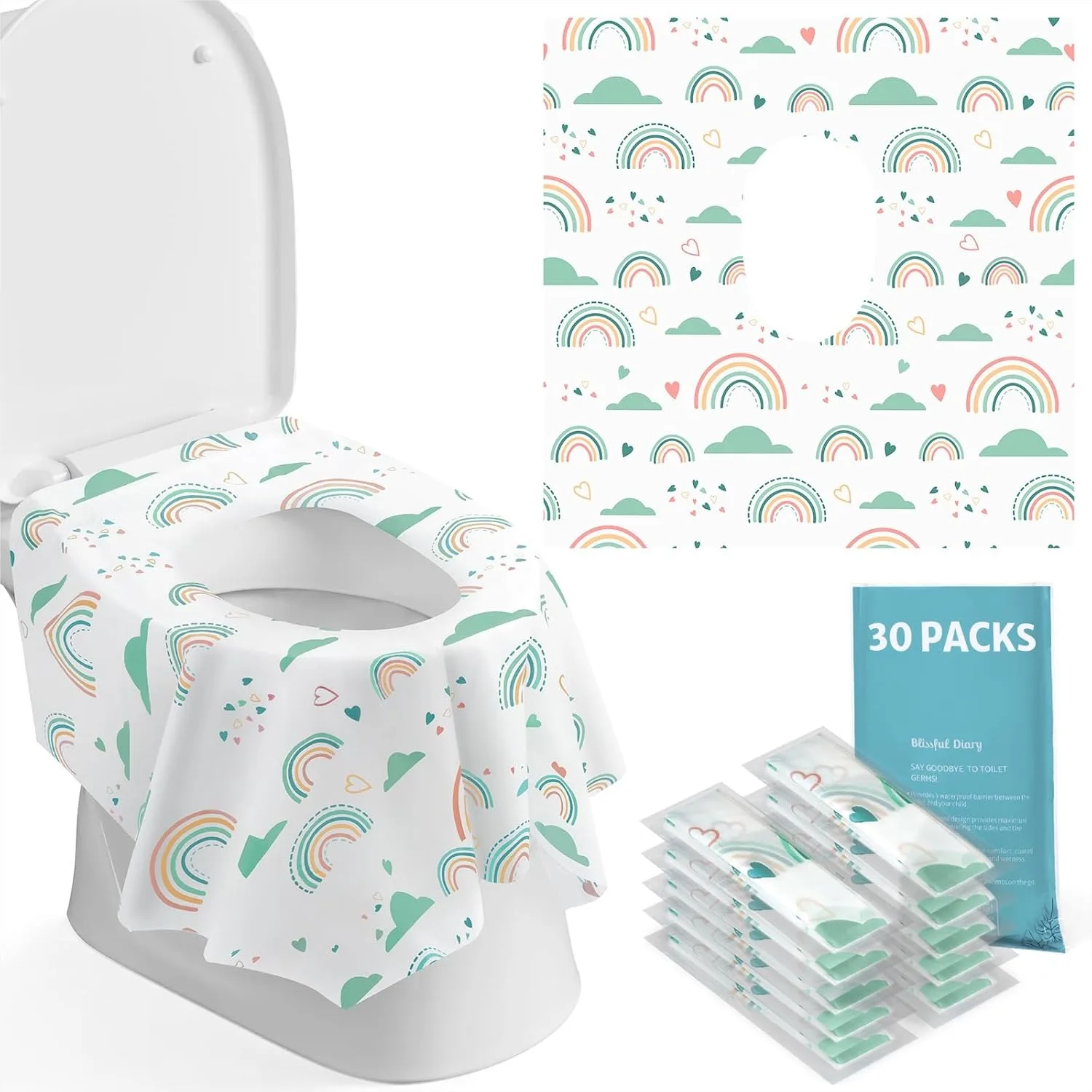 30 Pcs Disposable Toilet Seat Covers Extra Large Waterproof for Toddlers & Adults, Portable Travel Pack for Kids Potty Training
30 Pcs Disposable Toilet Seat Covers Extra Large Waterproof for Toddlers & Adults, Portable Travel Pack for Kids Potty Training