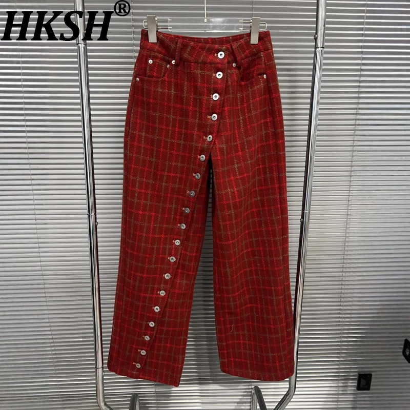 HKSH Autumn Winter New Women Casual Straight Tweed Pants Plaid Asymmetric Buttoned Pockets Versatile American Retro Chic HK17023
HKSH Autumn Winter New Women Casual Straight Tweed Pants Plaid Asymmetric Buttoned Pockets Versatile American Retro Chic HK17023
