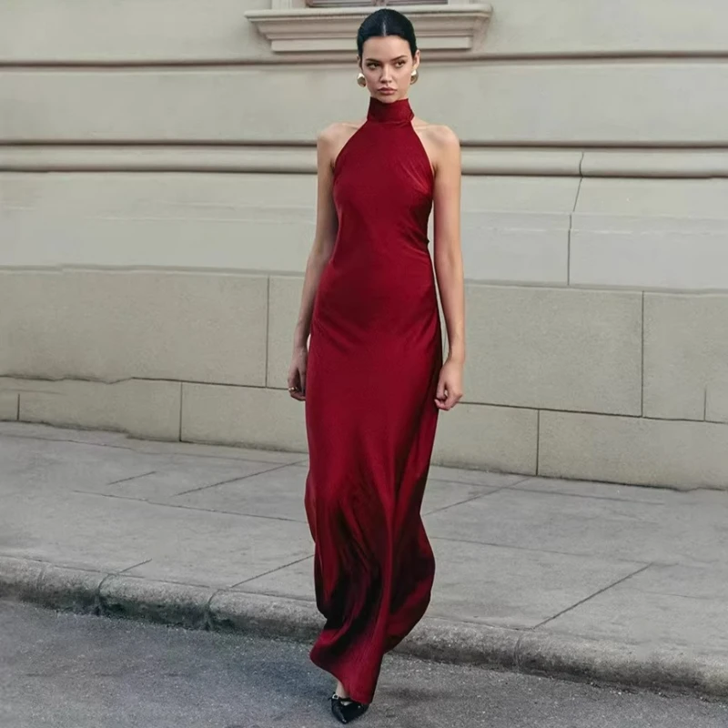 European and American Style Halter-neck Slimming Dresses for Women 2026 Summer New Fashion Wine Red Sexy Backless Fishtail Dress
European and American Style Halter-neck Slimming Dresses for Women 2026 Summer New Fashion Wine Red Sexy Backless Fishtail Dress