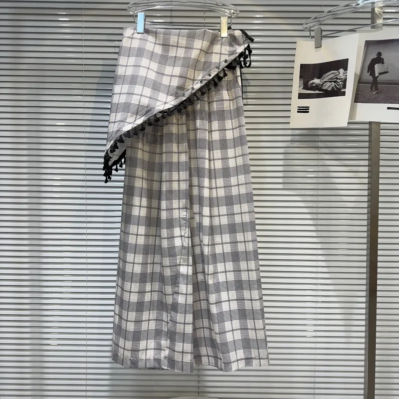 BORVEMAYS Women Summer New Chiffon High Waist Contrasting Colors Plaid Drawstring Kerchief Decorate Fashion Wide Leg Pants
BORVEMAYS Women Summer New Chiffon High Waist Contrasting Colors Plaid Drawstring Kerchief Decorate Fashion Wide Leg Pants