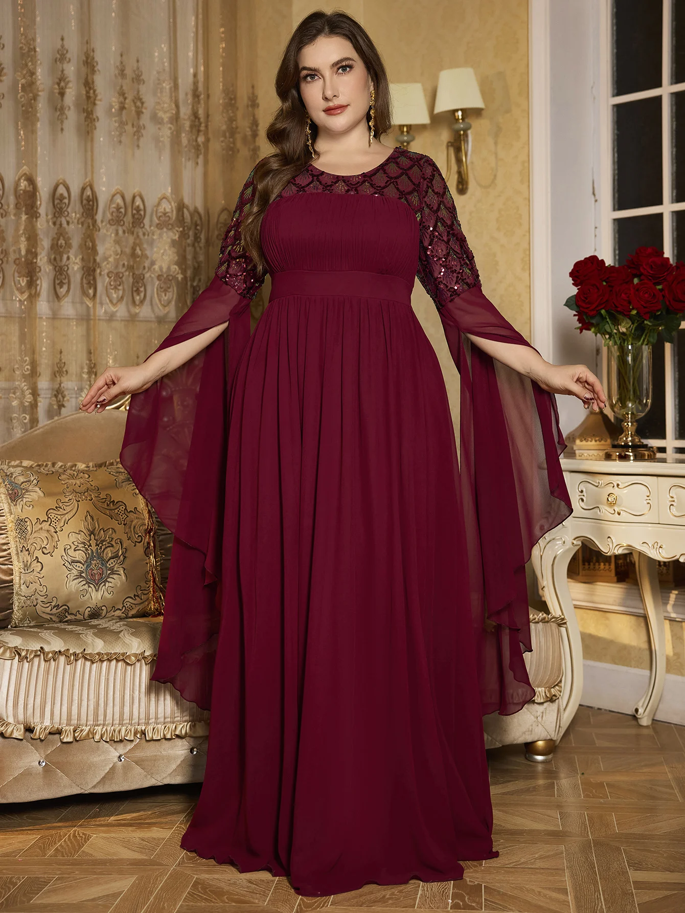 UNITHORSE Elegant round Neck Gown with Extra Long Sashes Luxury Bead Splicing Floor-Length Evening Dress for Women
UNITHORSE Elegant round Neck Gown with Extra Long Sashes Luxury Bead Splicing Floor-Length Evening Dress for Women
