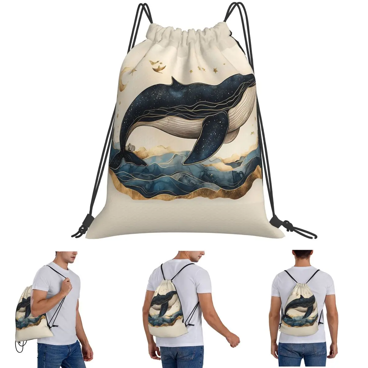 Golden Blue Aesthetic Whale Backpacks Fashion Drawstring Bundle Pocket Sports Bag Book Bags for Man Woman School
Golden Blue Aesthetic Whale Backpacks Fashion Drawstring Bundle Pocket Sports Bag Book Bags for Man Woman School
