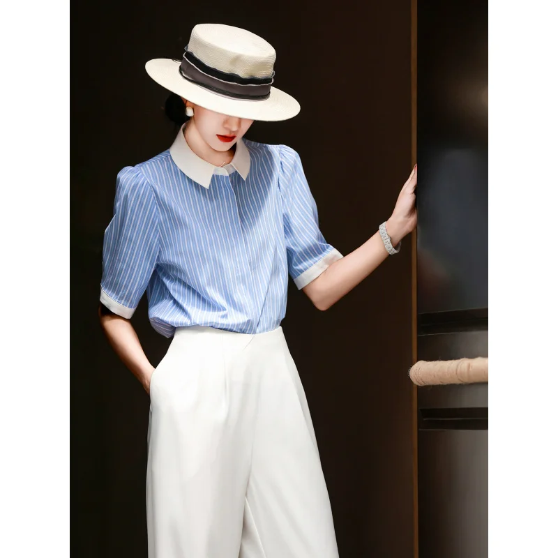 MEXCOCO 2026 Summer New Elegant Commuter Color Block Striped Loose Polo Collar Shirt Top
MEXCOCO 2026 Summer New Elegant Commuter Color Block Striped Loose Polo Collar Shirt Top