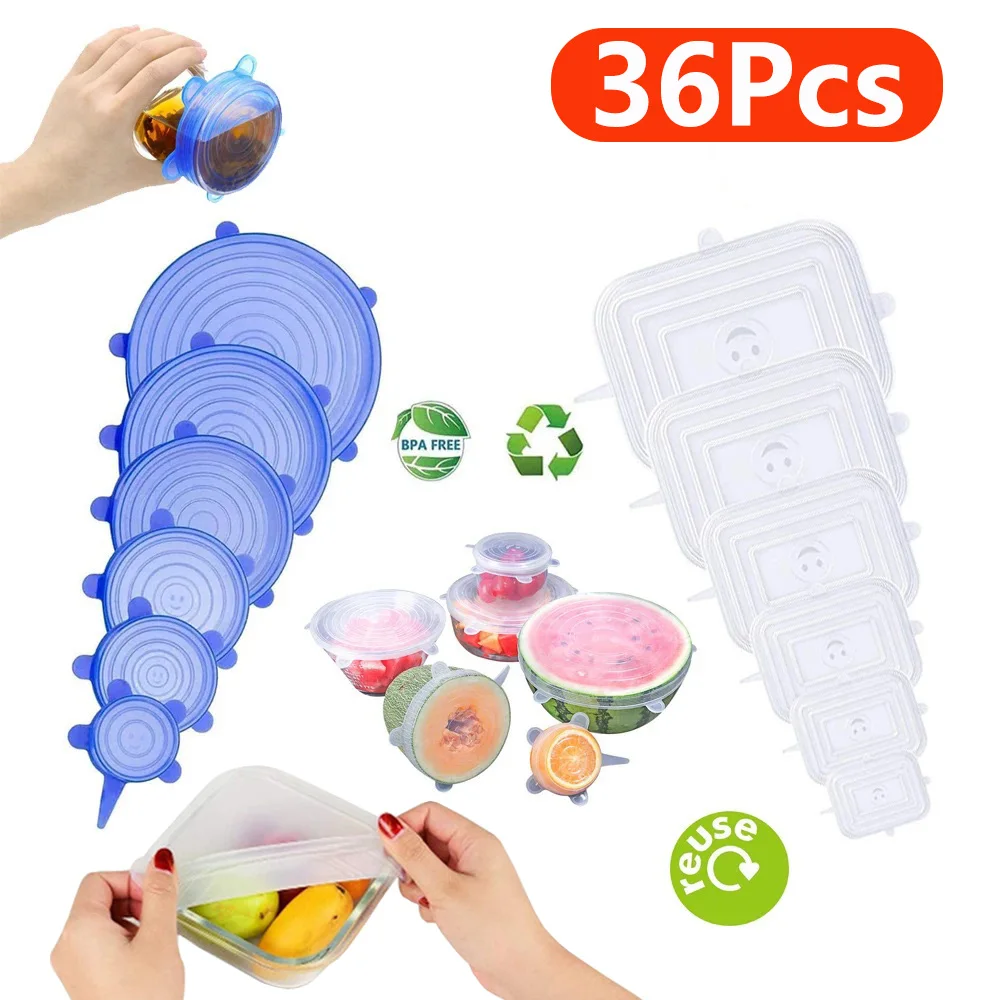 6-36PCS Food Silicone Cover Stretch Lids Reusable Airtight Fruit Food Cap Wrap Keeping Fresh Seal Bowl Wrap Kitchen Accessories
6-36PCS Food Silicone Cover Stretch Lids Reusable Airtight Fruit Food Cap Wrap Keeping Fresh Seal Bowl Wrap Kitchen Accessories