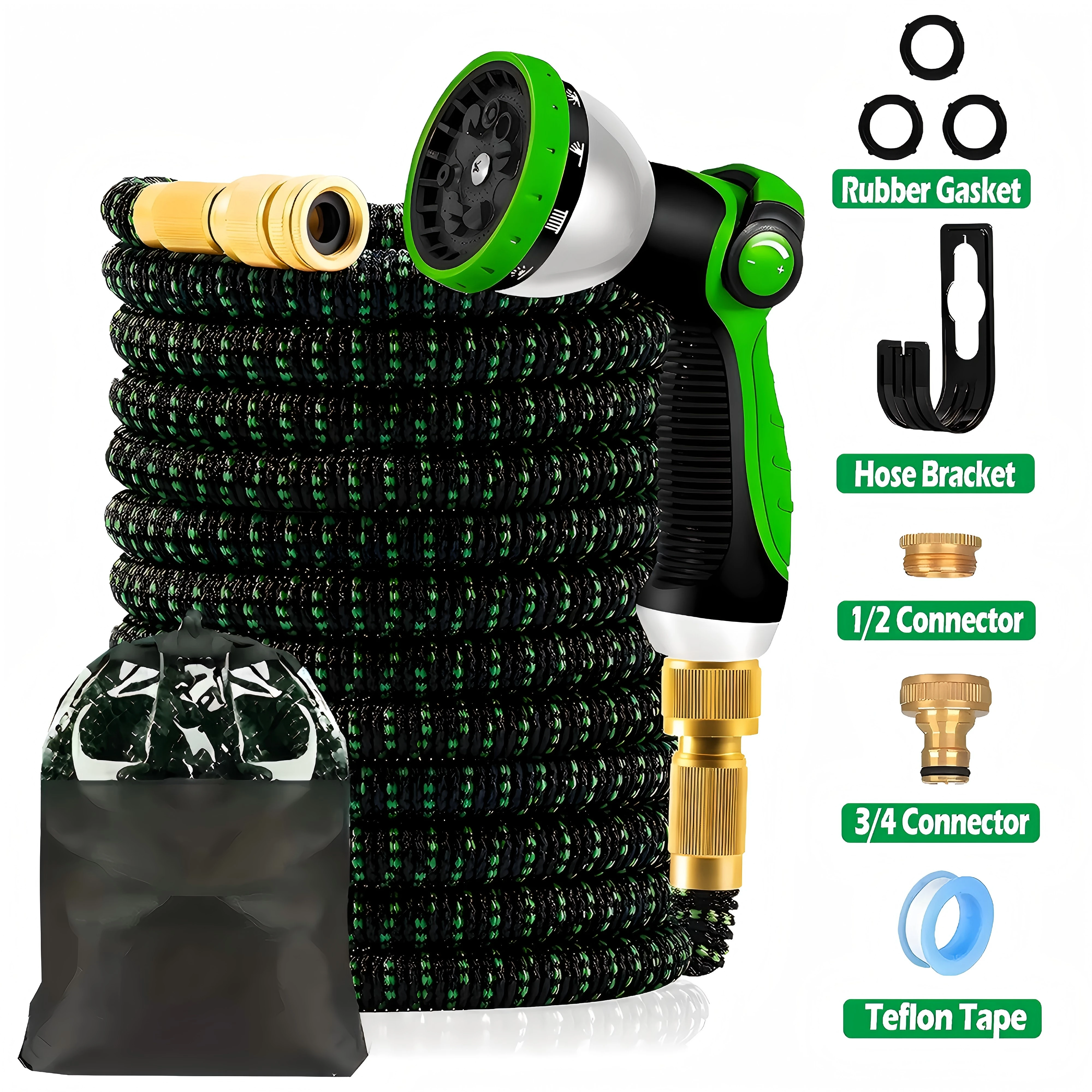 Expandable Garden Hose - Kink-Free Leak-Proof, 10-Pattern Nozzle, 3/4"&1/2" Metal Connector, Lightweight All-Season Durable
Expandable Garden Hose - Kink-Free Leak-Proof, 10-Pattern Nozzle, 3/4"&1/2" Metal Connector, Lightweight All-Season Durable