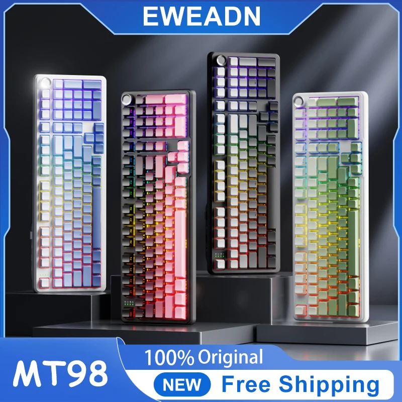 EWEADN MT98 Беспроводная механическая клавиатура Bluetooth по индивидуальному заказу, три режима, 2,4 ГГц, структура прокладок, киберспорт, RGB, офисные подарки
EWEADN MT98 Беспроводная механическая клавиатура Bluetooth по индивидуальному заказу, три режима, 2,4 ГГц, структура прокладок, киберспорт, RGB, офисные подарки