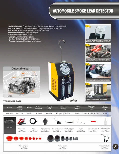 SOLARY SD308 WITH PRESSURE+FLOW CONTRAL+ INDICATION+OIL LEVEL Smoke leak detector, automobile engine leakage detector
SOLARY SD308 WITH PRESSURE+FLOW CONTRAL+ INDICATION+OIL LEVEL Smoke leak detector, automobile engine leakage detector
