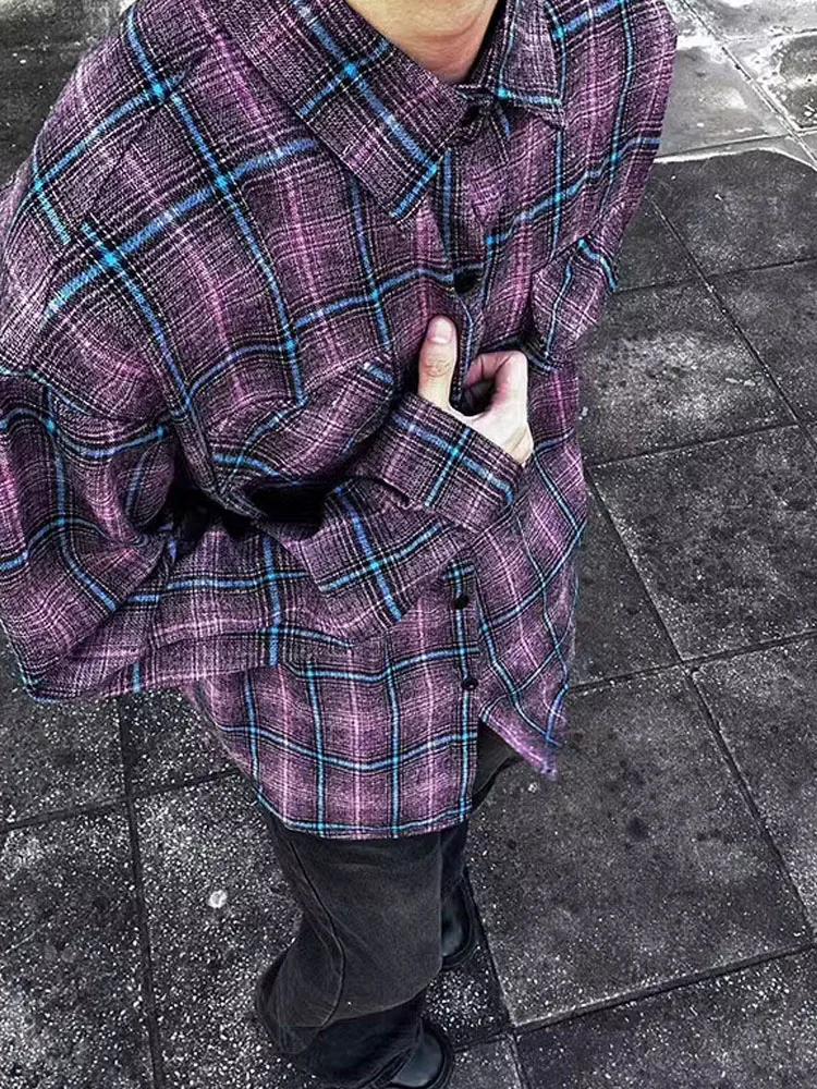 Vintage Plaid Shirt Men's Spring Autumn Purple Red Loose Fit Casual Style Long Sleeve Cotton Polyester Blend Fashionable
Vintage Plaid Shirt Men's Spring Autumn Purple Red Loose Fit Casual Style Long Sleeve Cotton Polyester Blend Fashionable
