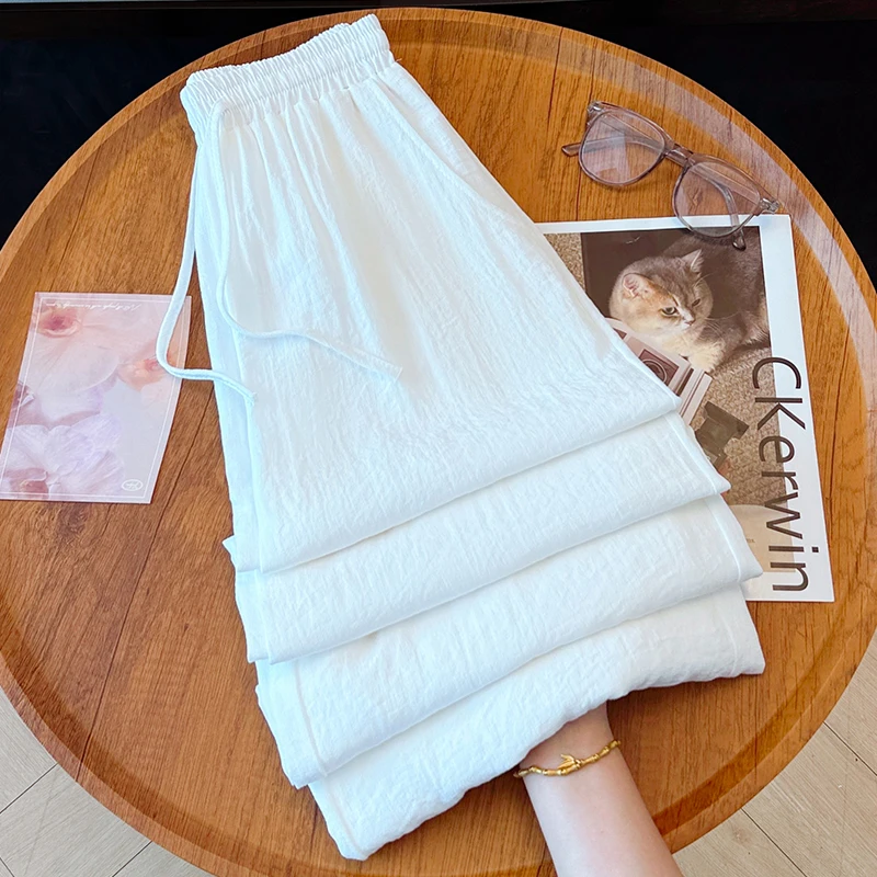 Cool White Cotton Linen Women's Pants Elastic Waist Straight Leg Wide Leg Summer New Style High End Casual Trousers
Cool White Cotton Linen Women's Pants Elastic Waist Straight Leg Wide Leg Summer New Style High End Casual Trousers