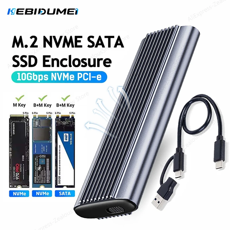KEBIDUMEI M.2 NVMe SATA SSD Enclosure Dual Portocol NVMe to USB Adapter 10Gbps USB 3.1 Gen2 USB C External Case Box for PC Case
KEBIDUMEI M.2 NVMe SATA SSD Enclosure Dual Portocol NVMe to USB Adapter 10Gbps USB 3.1 Gen2 USB C External Case Box for PC Case