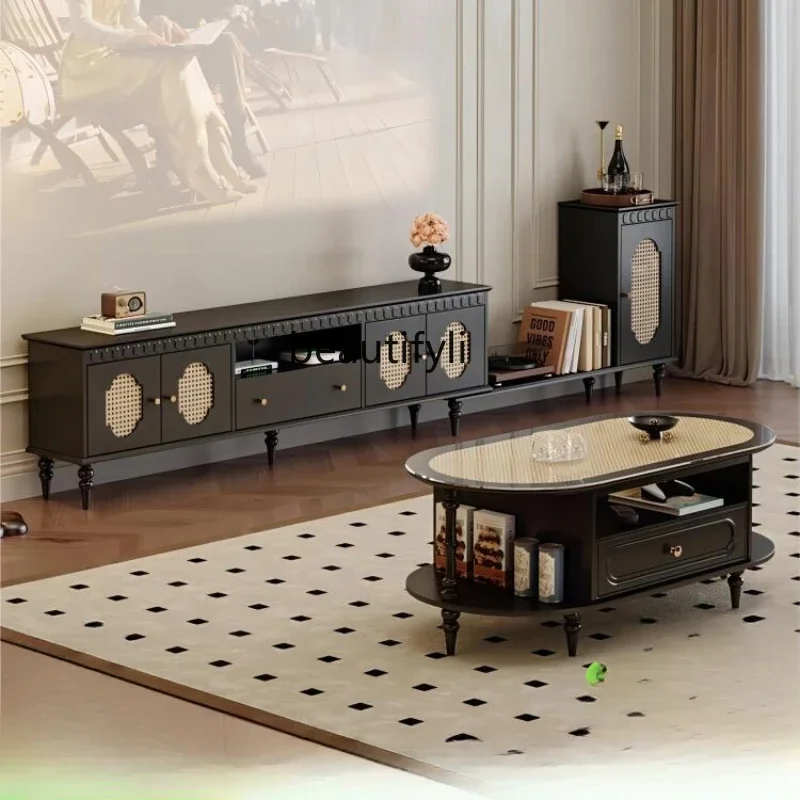 Medieval retractable TV cabinet and a set of tea table combination TV cabinet
Medieval retractable TV cabinet and a set of tea table combination TV cabinet