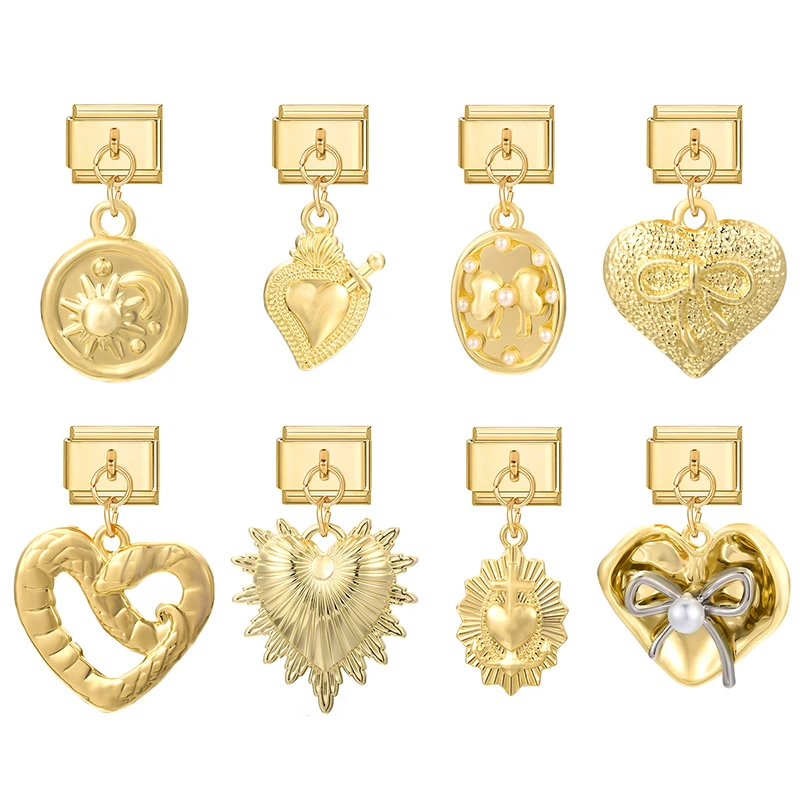 Gold Color Sun Heart Rose Pendant Italian Charm Links Fit 9mm Stainless Steel Bracelet Women DIY Making
Gold Color Sun Heart Rose Pendant Italian Charm Links Fit 9mm Stainless Steel Bracelet Women DIY Making