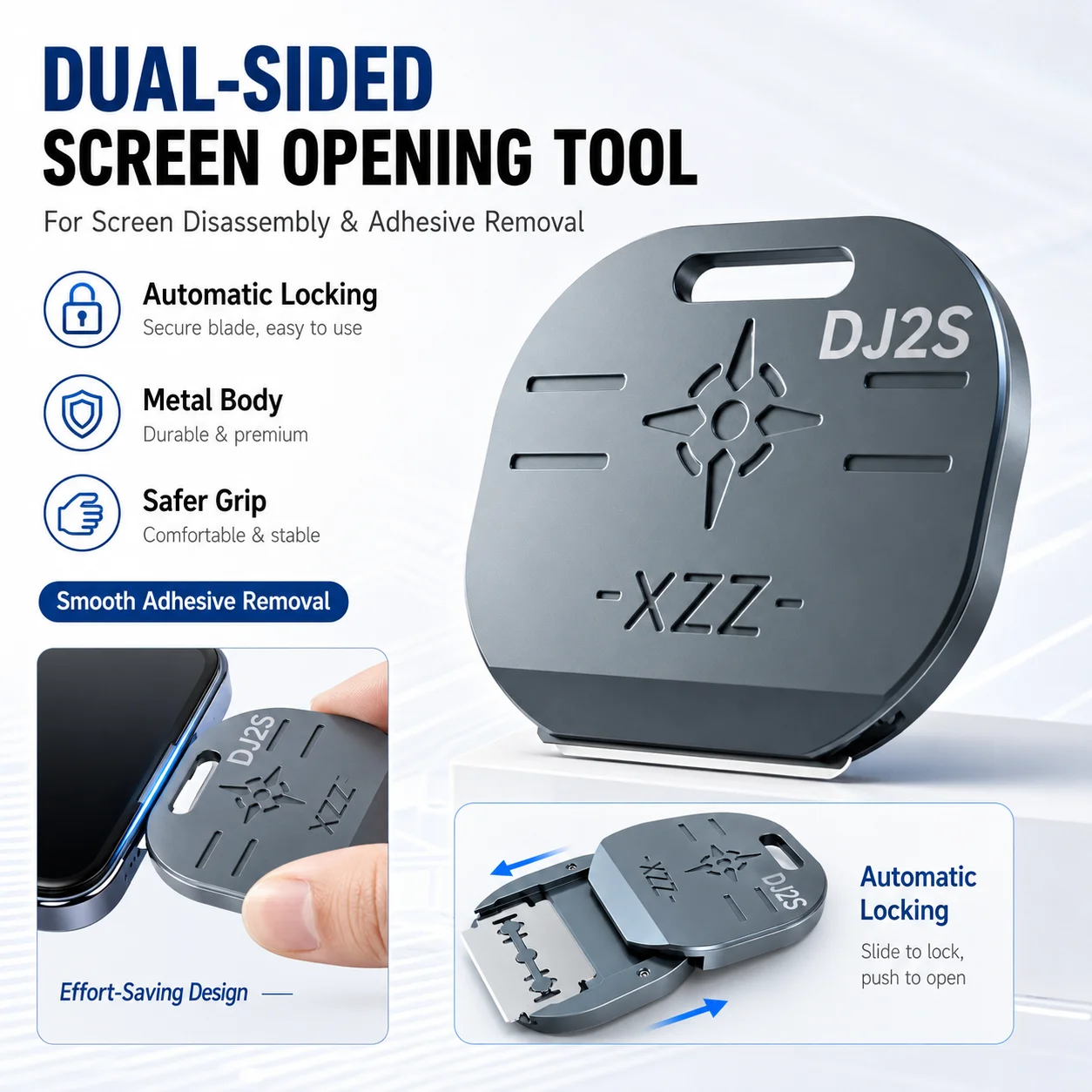 XZZ DJ2S Magnetic Double-Sided Blade Holder Metal Clamp Phone Screen Removal Motherboard IC Glue Cleaning Repair Tool
XZZ DJ2S Magnetic Double-Sided Blade Holder Metal Clamp Phone Screen Removal Motherboard IC Glue Cleaning Repair Tool