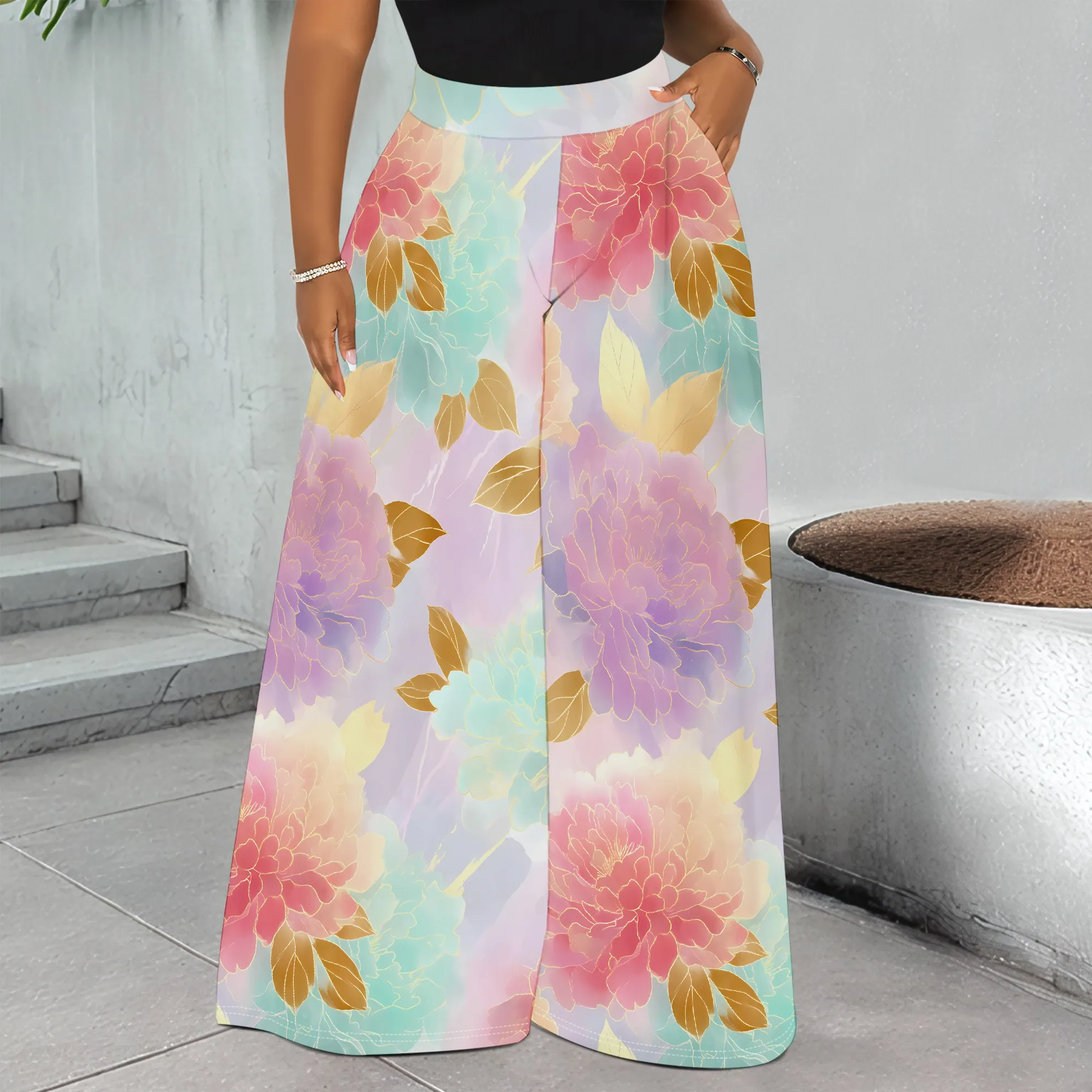 Floral Print Wide Leg Pants, Pastel Flower Pattern Trousers, Loose Fit Casual Bottoms for Women, Summer Beach Wear, S-2XL
Floral Print Wide Leg Pants, Pastel Flower Pattern Trousers, Loose Fit Casual Bottoms for Women, Summer Beach Wear, S-2XL