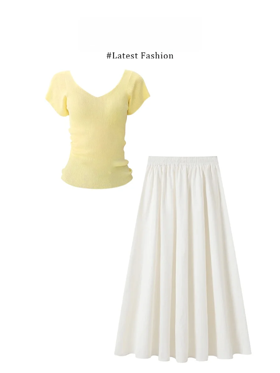 Yellow Dopaamine T-Shirt Top with High Waist Skirt Set Casual Summer Fashion Women's Ensemble Quick Dry Medium Thickness
Yellow Dopaamine T-Shirt Top with High Waist Skirt Set Casual Summer Fashion Women's Ensemble Quick Dry Medium Thickness