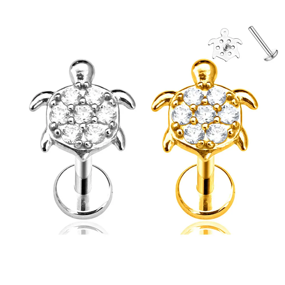 Tortoises Labret Stud CZ Zircon Internal Thread Piercing Fine Daith Conch Earring Animal Lip Monroe Jewelry 316L Surgical Steel
Tortoises Labret Stud CZ Zircon Internal Thread Piercing Fine Daith Conch Earring Animal Lip Monroe Jewelry 316L Surgical Steel
