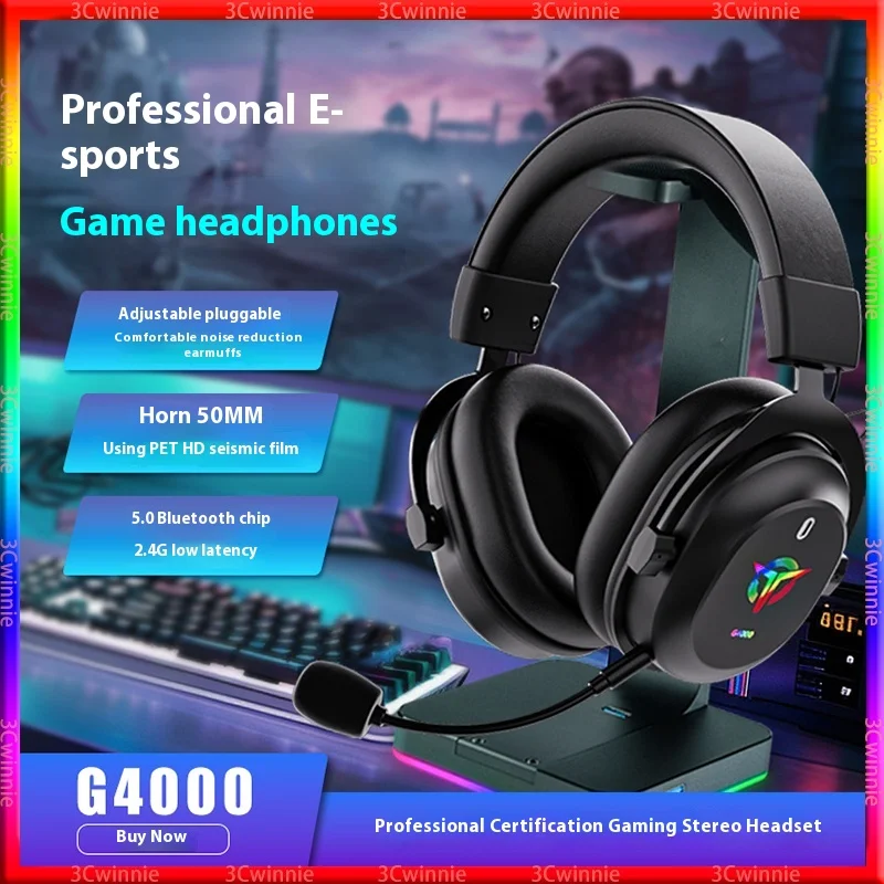 Huaen-G4000 Head Mounted Pc Gaming Wireless Bluetooth Three Mode Gaming Earphones Long Battery Life Noise Reduction Microphone
Huaen-G4000 Head Mounted Pc Gaming Wireless Bluetooth Three Mode Gaming Earphones Long Battery Life Noise Reduction Microphone